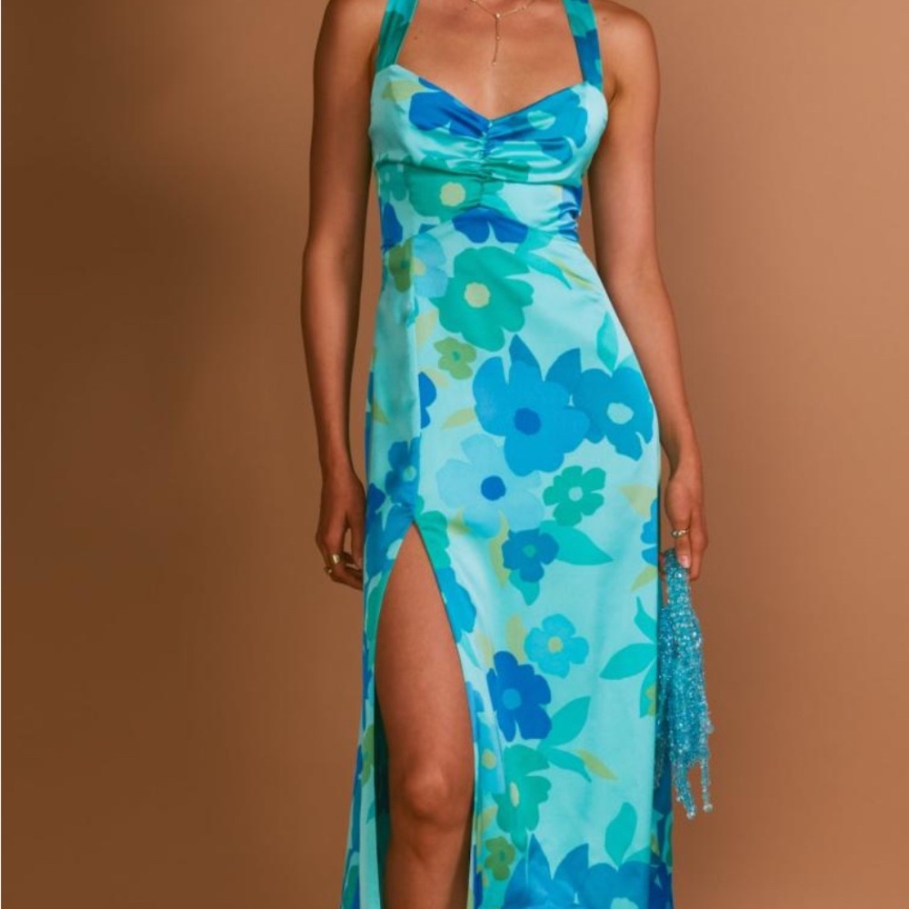 Show Me Your MuMu Blue Floral Midi Dress